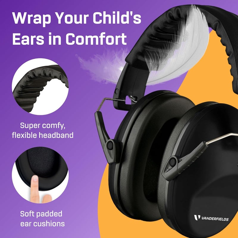 Vanderfields Hearing Protection Ear Muffs - Over 33 dB (2K Hz) Broad Noise Cancelling Sound Reduction Earmuffs for Kids 3-12 - Image 4